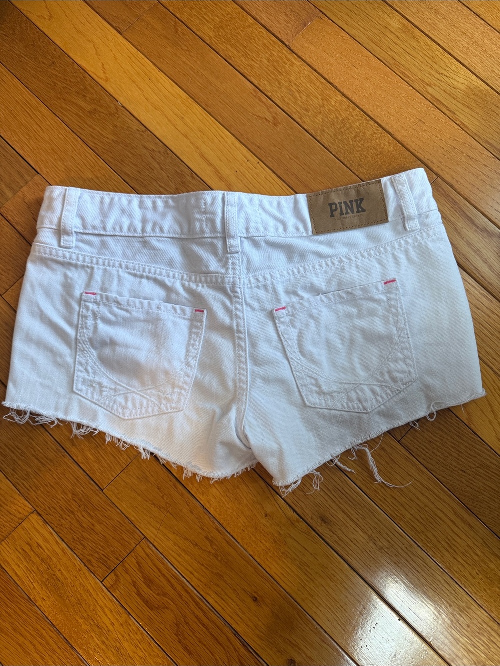 PINK Victoria's Secret White Frayed Denim Short Shorts